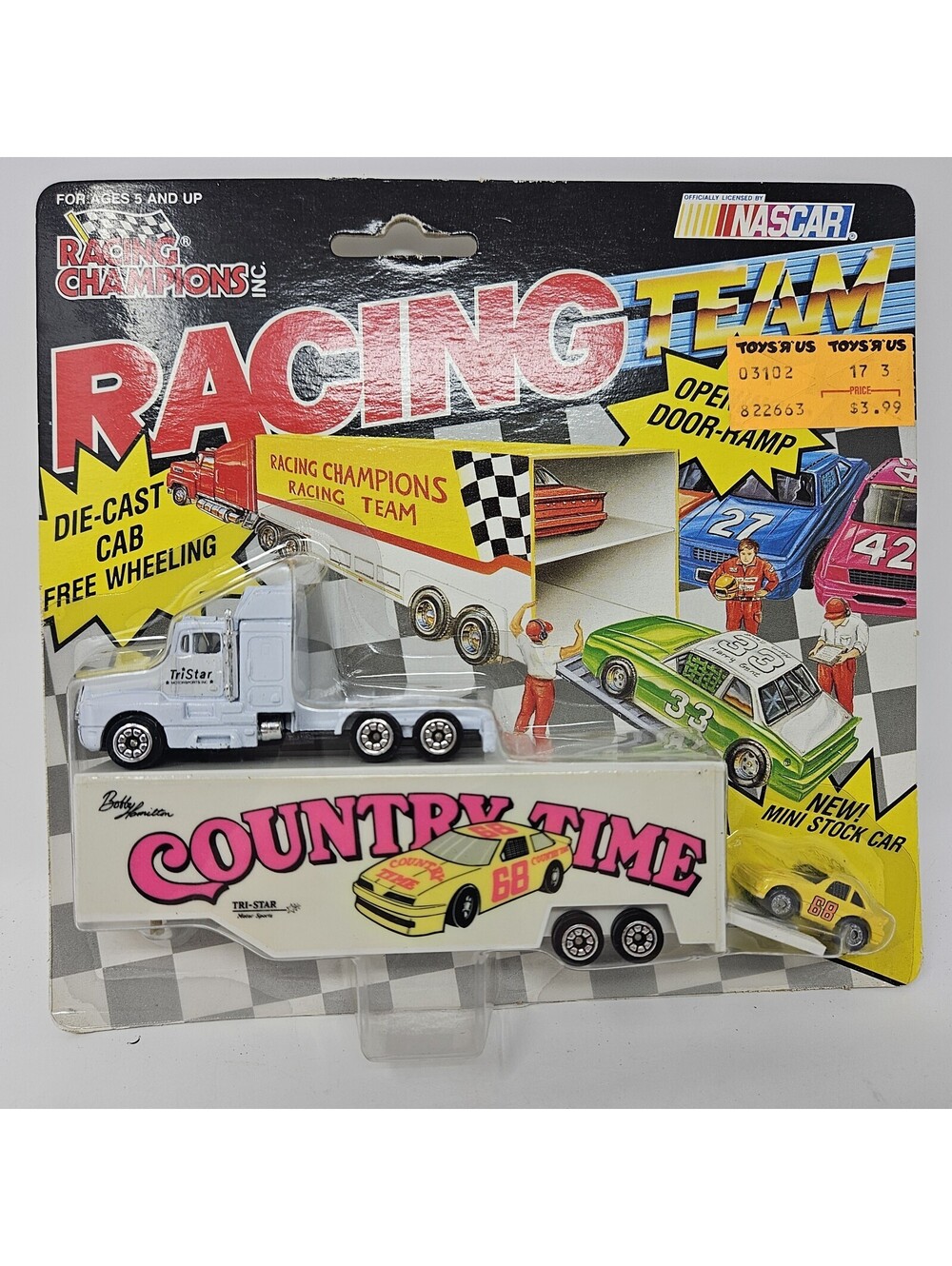 New Bobby Hamilton #68 Country Time 1991 Racing Champions Mini Hauler with Car